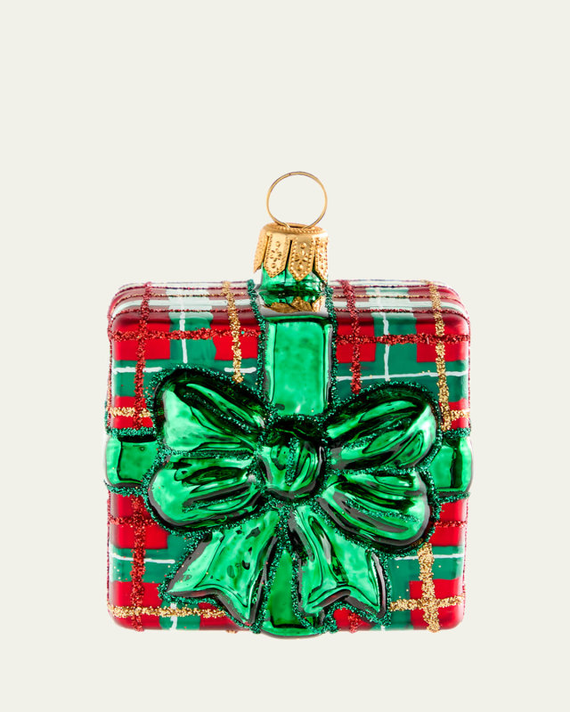 Plaid Present Christmas Ornament